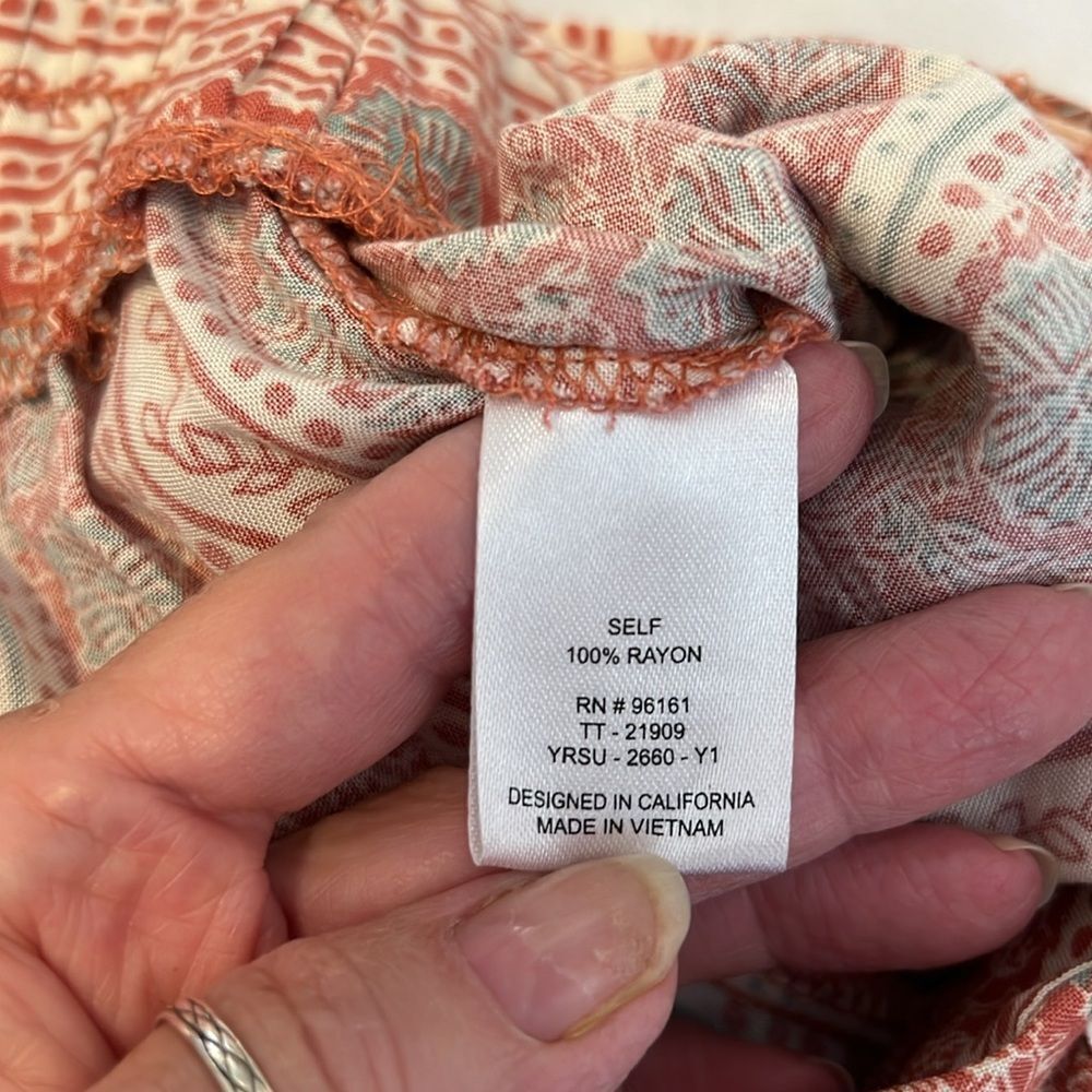 Bebop Size Small Bohemian Patterned Wide Leg Pant… - image 6